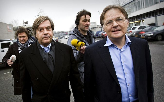 Advocaat Meijers (r.) met zijn cliënt Jan-Dirk Paarlberg. Foto ANP