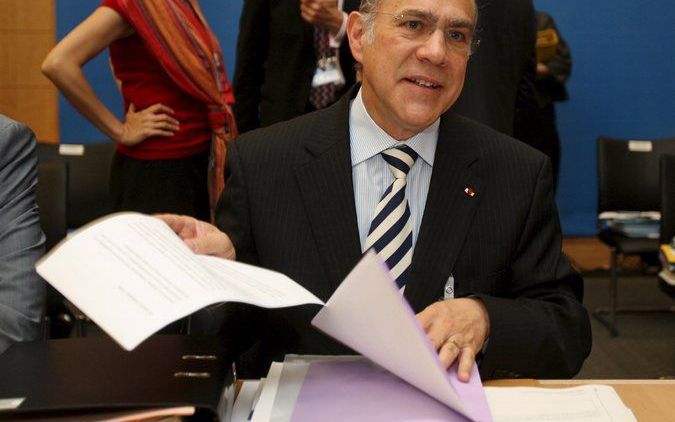 PARIJS - Secretaris-generaal Angel Gurria van de Organisatie voor Economische Samenwerking en Ontwikkeling (OESO) tijdens een vergadering woensdag in Parijs. Foto EPA