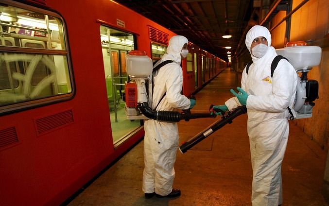 Ontsmetting van een trein in Mexico City. Foto EPA