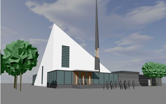 KAPELLE - De Petrakerk van de gereformeerde gemeente Kapelle-Biezelinge, zoals die na de verbouwing eruit zal gaan zien. Foto Fierloos Architecten