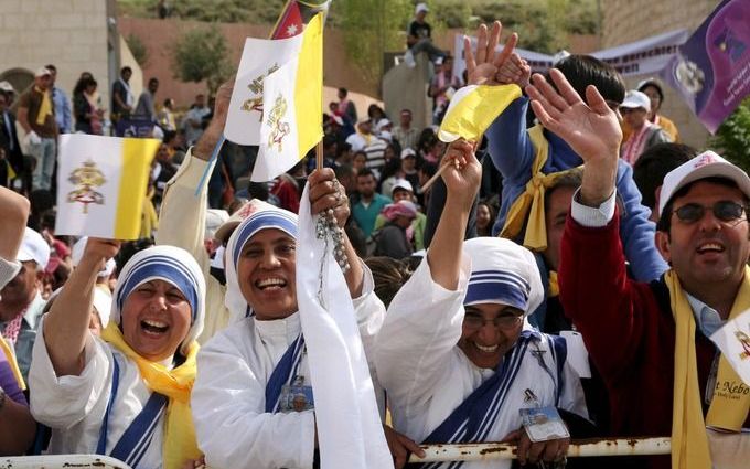 Paus Benedictus XVI kwam vrijdag in Jordanië aan. Foto EPA