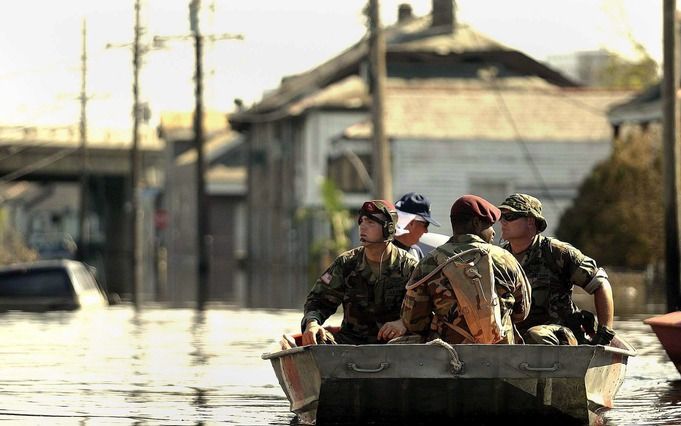 Evacuatie in New Orleans door het Amerikaanse leger na orkaan Katrina. Foto EPA