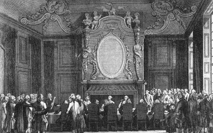 APELDOORN – Openbare voorlezing op 2 juli 1773 van enkele nieuwe psalmen in het Haagse Mauritshuis, ten aanhoren van aanzienlijken uit kerk en politiek. Foto RD