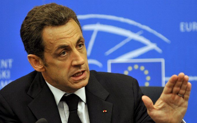 Sarkozy zet zijn ambities uiteen in het Europees Parlement. Foto EPA