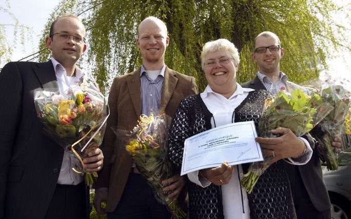 Henriët van der Arend en het kosterteam van de Utrechtse Jacobikerk. Foto Woord &amp; Dienst