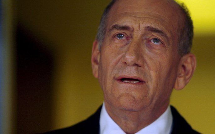 JERUZALEM - De Israëlische premier Ehud Olmert woensdag tijdens een persconferentie in zijn residentie. Foto EPA