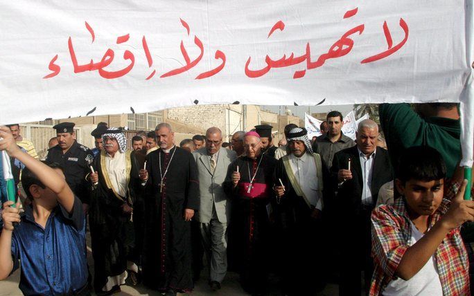 Protestmars van Iraakse christenen in Bagdad. Foto EPA