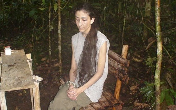 Ingrid Betancourt, tijdens haar gevangenschap door de FARC. Foto EPA