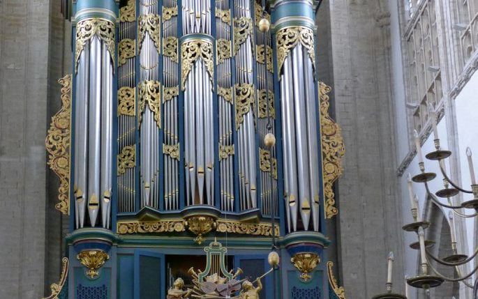 Het Flentroporgel in de Grote Kerk van Breda.                             Beeld Stichting Internationaal Orgelconcours Breda