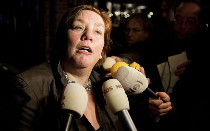 DEN HAAG - FNV-voorzitter Agnes Jongerius na afloop van de top tussen kabinet en sociale partners dinsdagavond. Foto ANP