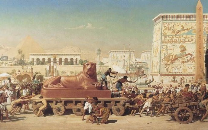 Schilderij door Edward Poynter (1867) . De slaven van Israël in Egypte. Foto Wikimedia