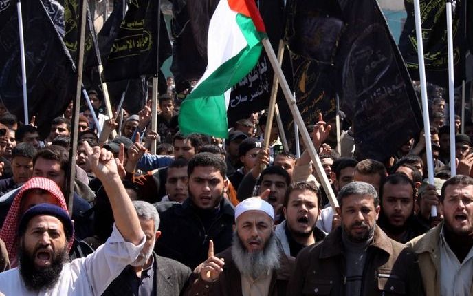 Protest vrijdag tegen de Israelische bouwplannen in Oost-Jeruzalem. Foto EPA