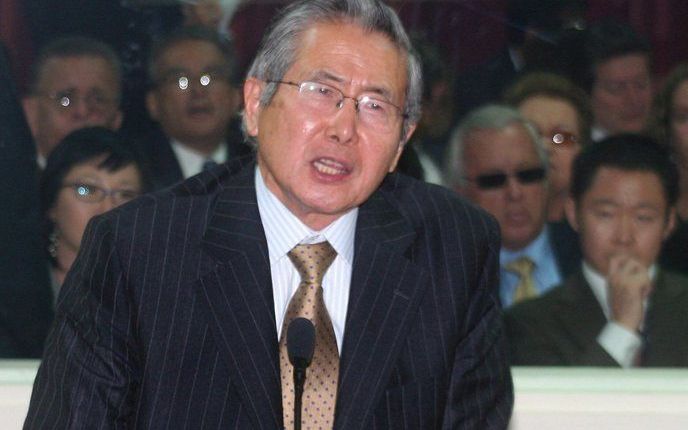 LIMA - De Peruaanse oud-president Alberto Fujimori in de rechtbank in Lima. Foto EPA