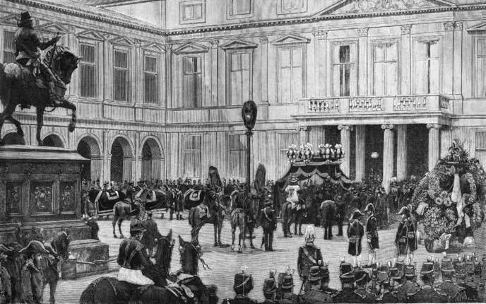 De begrafenis van koning Willem III op 4 december 1890 verliep chaotisch. Illustratie Spaarnestad