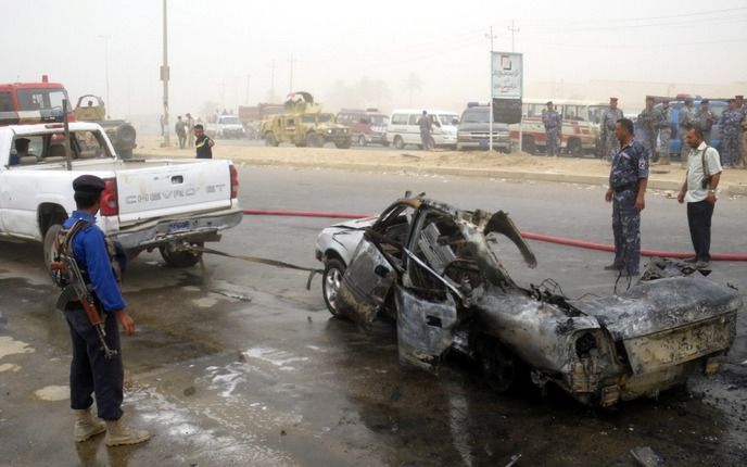 Zeker 34 mensen zijn donderdag gedood door een dubbele zelfmoordaanslag in de stad Tal Afar in het noorden van Irak. Ongeveer zeventig personen raakten gewond. Dat heeft de Iraakse politie laten weten. Foto EPA