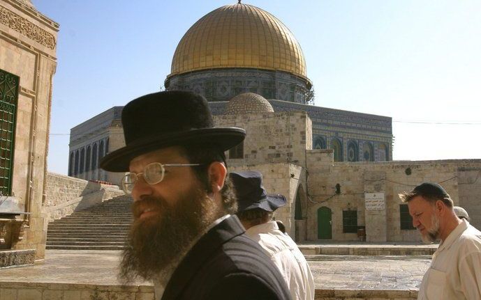 JERUZALEM - Een ultra-orthodoxe Jood bij de Rotskoepel op de Tempelberg in Jeruzalem. Foto EPA