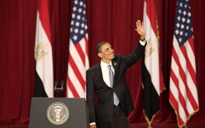 De Amerikaanse president Barack Obama kreeg donderdag een staande ovatie na zijn toespraak in de Egyptische hoofdstad Caïro. Foto EPA