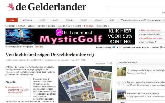 ARNHEM - Screenshot van de website van De Gelderlander. Foto RD
