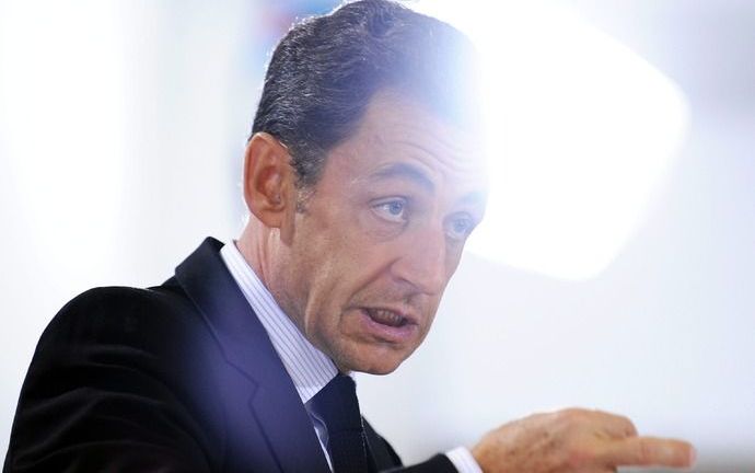 President Sarkozy op de EU-top in Brussel. Foto EPA