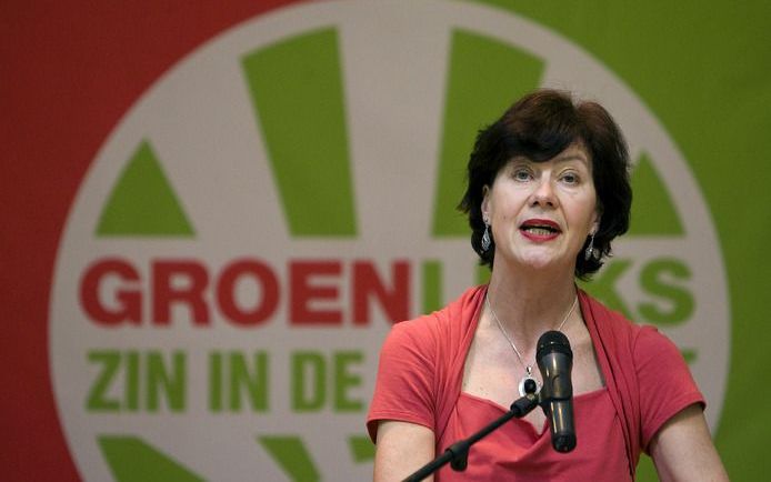 UTRECHT – Marijke Vos, voorzitter van de kandidatencommissie van GoenLinks, begin april tijdens de presentatie van de kandidatenlijst voor de Tweede Kamerverkiezingen. Foto ANP