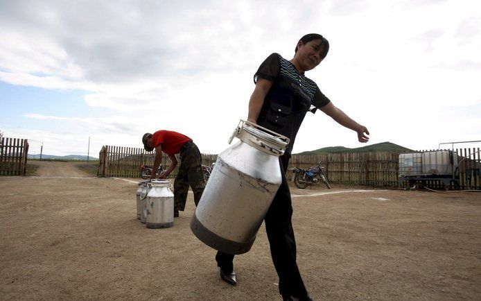 Honderden boze ouders in China zijn dinsdag verhaal gaan halen bij een bedrijf in de stad Shijiazhuang dat betrokken is bij het melkpoederschandaal. Foto EPA