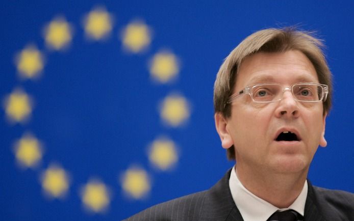 BRUSSEL – De Belgische ex–premier Guy Verhofstadt is dinsdag gekozen tot voorzitter van de liberale fractie in het Europees Parlement. Dat gebeurde bij acclamatie: er was geen andere kandidaat. Foto EPA