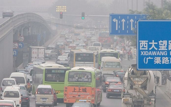 Straatbeeld in de Chinese hoofdstad Peking. Foto EPA