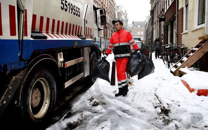 Vuilnismannen voeren actie in Amsterdam. Foto ANP