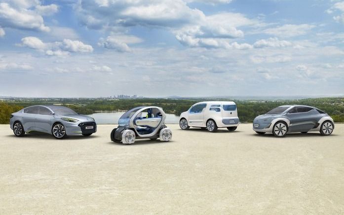 Renault richt zich samen met Nissans accufabrikant NEC op de elektrische auto. Op de IAA in Frankfurt staan maar liefst vier concepten. Foto Tony Vos