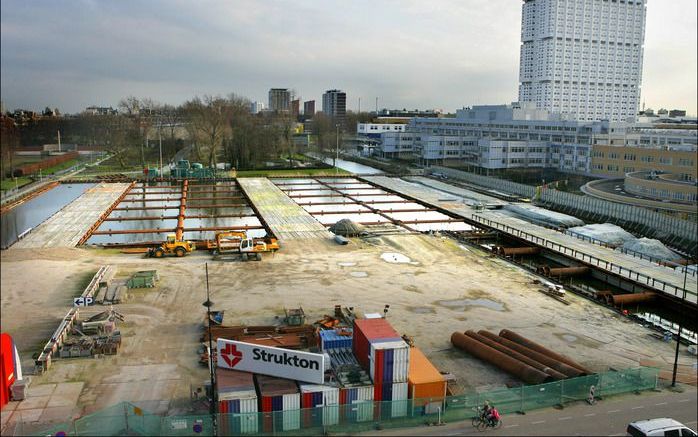 ROTTERDAM - Aanbouw van de nieuwe parkeergarage op de locatie Museumpark in Rotterdam. Foto ANP