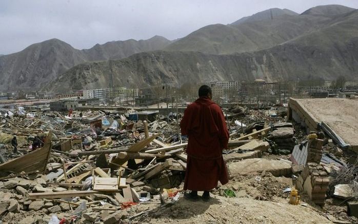 Verwoestingen in het westen van China. Foto EPA