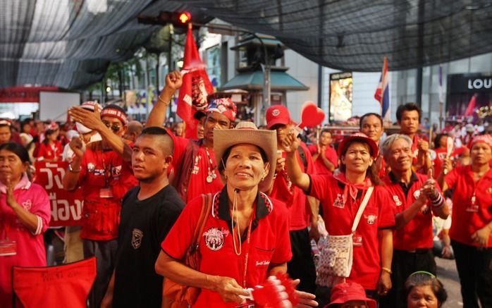 Betogers in de Thaise hoofdstad Bangkok. Foto EPA