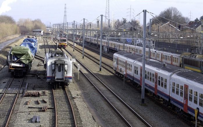 De treinramp bij Halle. Foto EPA