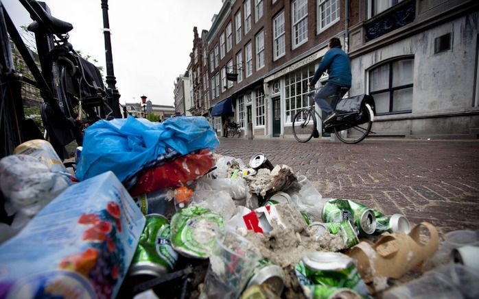 UTRECHT - Huisvuil stapelt zich op in de straten van Utrecht. Foto ANP