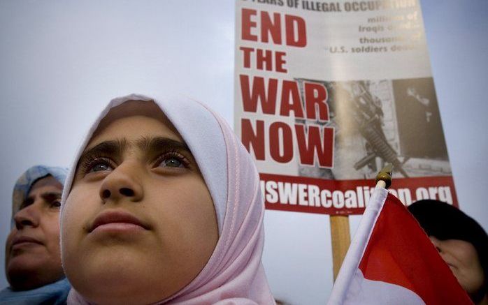 Donderdag vonden demonstraties plaats tegen de oorlog in Irak, zoals hier in San Francisco. Foto EPA