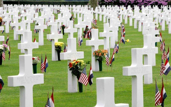 Het Amerikaanse oorlogskerkhof in Margraten (Limburg) gaat op zoek naar mensen die vermiste Amerikaanse militairen uit de Tweede Wereldoorlog willen adopteren. Foto ANP