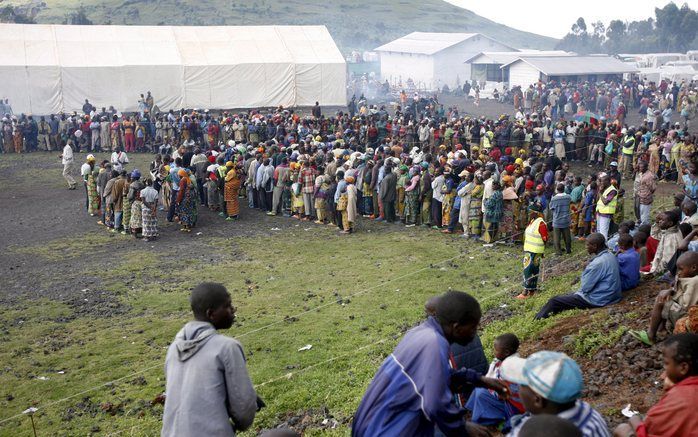 Meer dan twaalfduizend mensen die op de vlucht zijn voor het conflict in het oosten van Congo, zijn uitgeweken naar buurland Uganda. Foto EPA