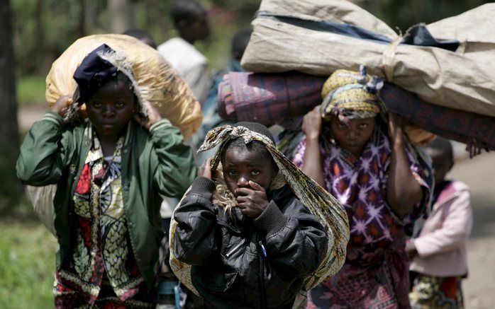 Ontheemden in Congo. De EU wacht nog met een besluit over het sturen van troepen. - Foto EPA