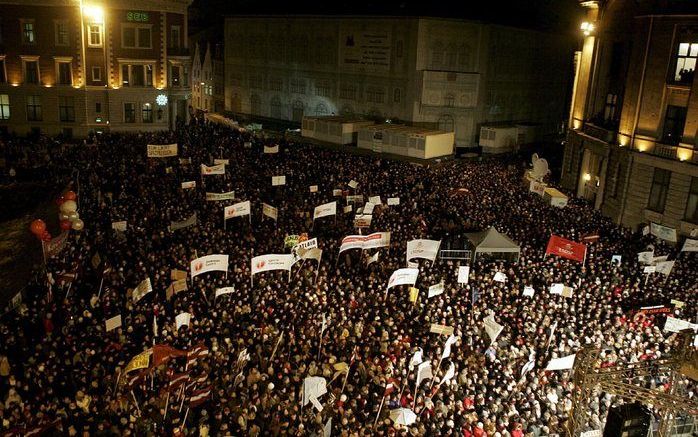 Demonstraties in Letland eerder deze week. Foto EPA