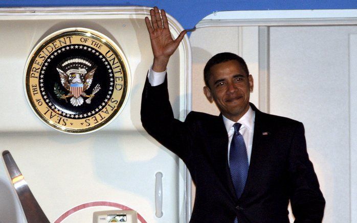 ANKARA - De Amerikaanse president Barack Obama is zondagavond in Turkije aangekomen. Het presidentiële vliegtuig, de Air Force One, landde op de internationale luchthaven Esenboga van de Turkse hoofdstad Ankara. Foto EPA