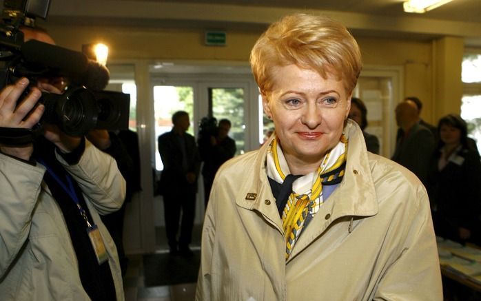 Dalia Grybauskaite (53) heeft zondag de presidentsverkiezingen in Litouwen gewonnen. Foto ANP