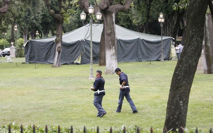 Kadaffi´s tent, waarin hij tijdens zijn bezoek aan Italië verblijft. Foto EPA