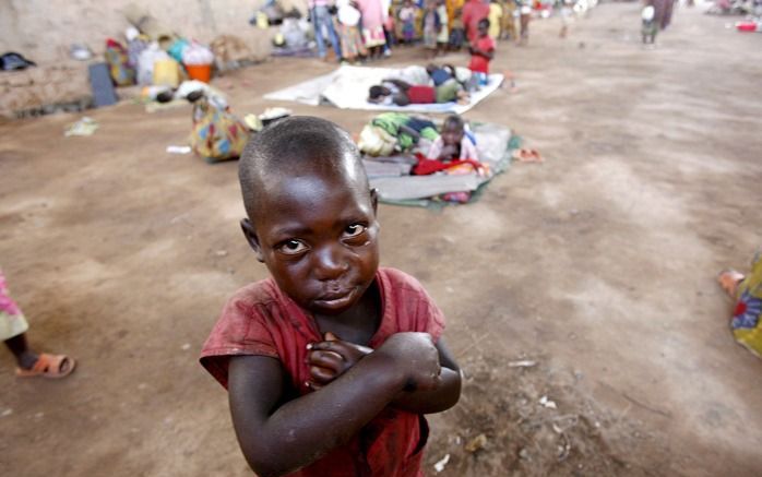 Jonge vluchteling in een vluchtelingenkamp in Congo. Foto EPA