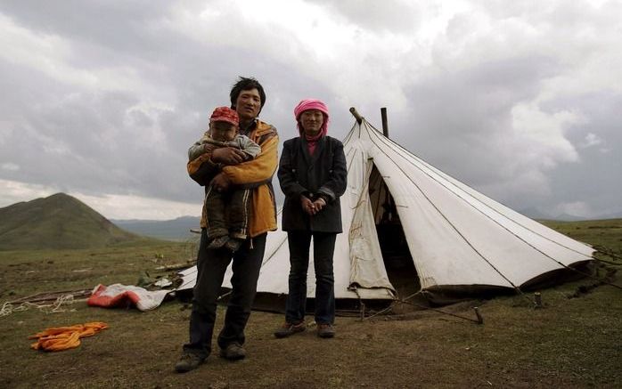 Nomaden in de Chinese provincie Qinghai, waar longpest is uitgebroken. Foto EPA