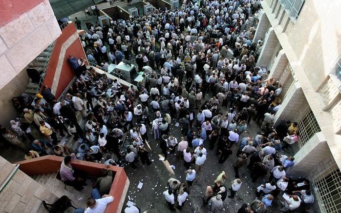 Deelnemers aan het partijcongres van Fatah bijeen in Bethlehem. Foto EPA