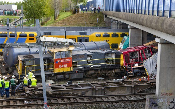 De rampplek met op de achtergrond de passagierstrein. Foto ANP