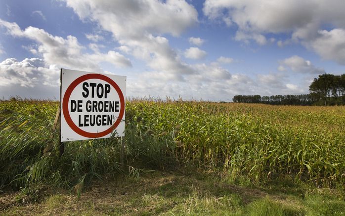 Protestbord in de Hertogin Hedwigepolder. Foto ANP