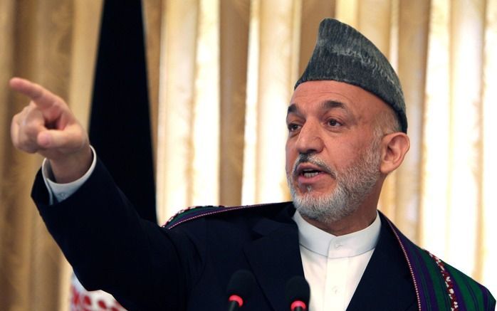 De zittende Afghaanse president Karzai. Foto EPA