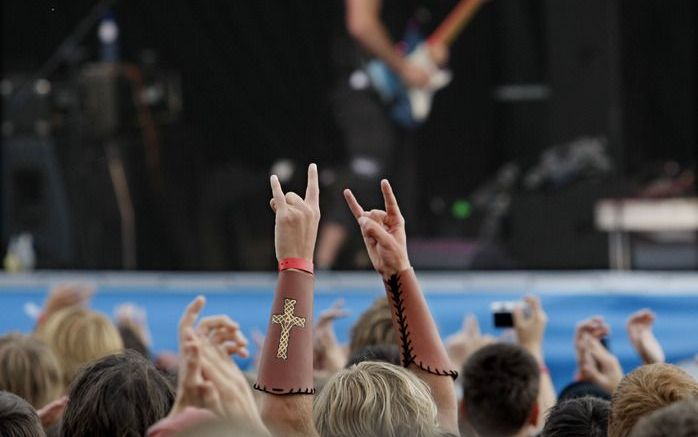 In het Gelderse Bussloo werd onlangs het 31e Xnoizz Flevo Festival gehouden. „Zijn we al zo ver dat de jeugd op zo’n goddeloze manier kan worden geïnfecteerd?” Foto ANP