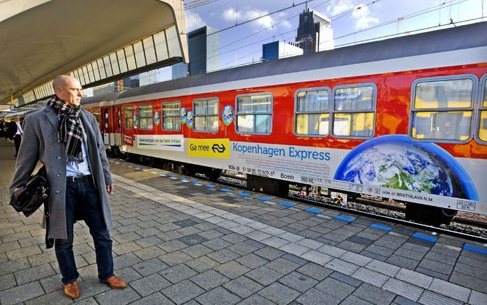 Nederlandse klimaattrein op weg naar Kopenhagen. - Foto ANP